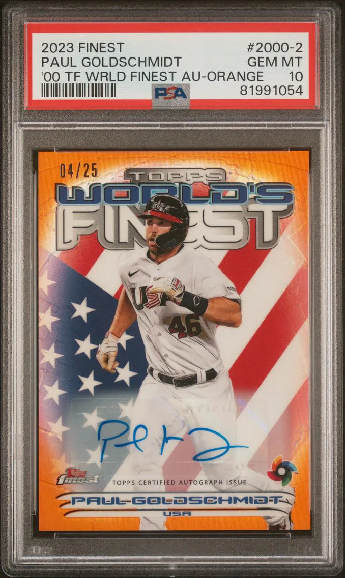 2023 #2000-2 Paul Goldschmidt PSA 10 Topps Finest 2000 Topps Finest World's Finest Autographs