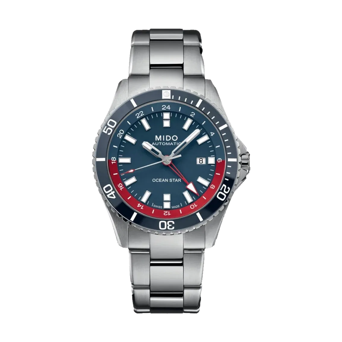 MIDO Ocean Star GMT Special Edition 44mm - Blue on Bracelet w/ Additional Fabric Strap
