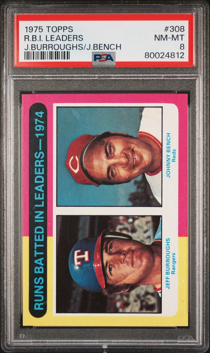 1975 #308 R.B.I. LEADERS PSA 8 Topps