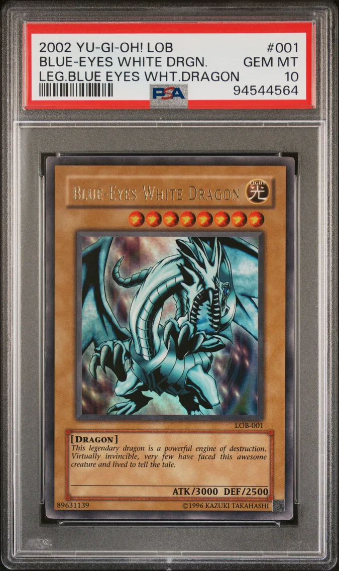 2002 #001 Blue-Eyes White Dragon PSA 10 YU-GI-Oh! Lob-Legend of Blue Eyes White Dragon
