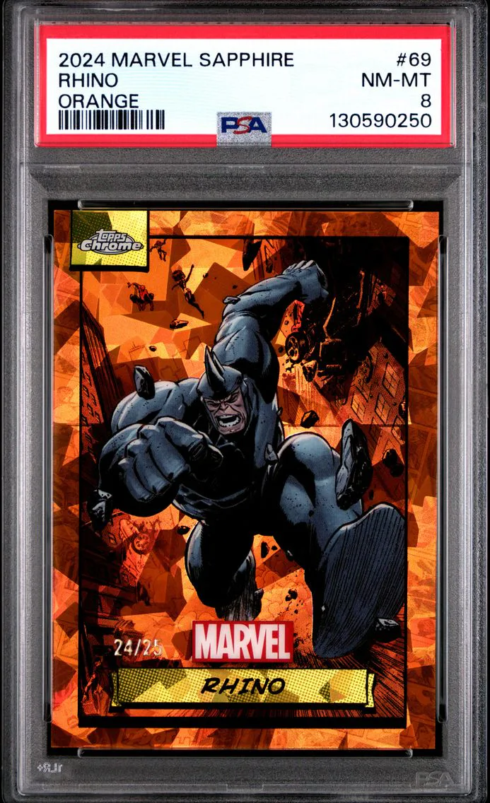 2024 #69 Rhino PSA 8 Topps Chrome Marvel Sapphire Edition