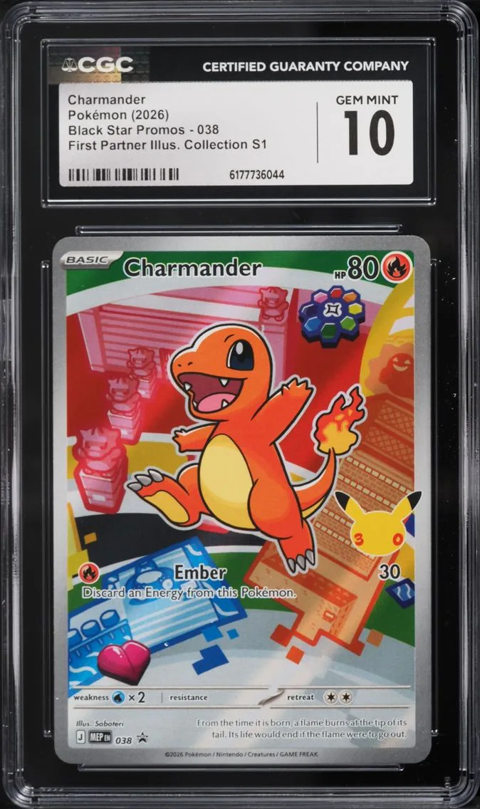 2026 Pokemon Mega Evolution Promo First Partner Illustration S1 Full Art Charmander #38 CGC 10