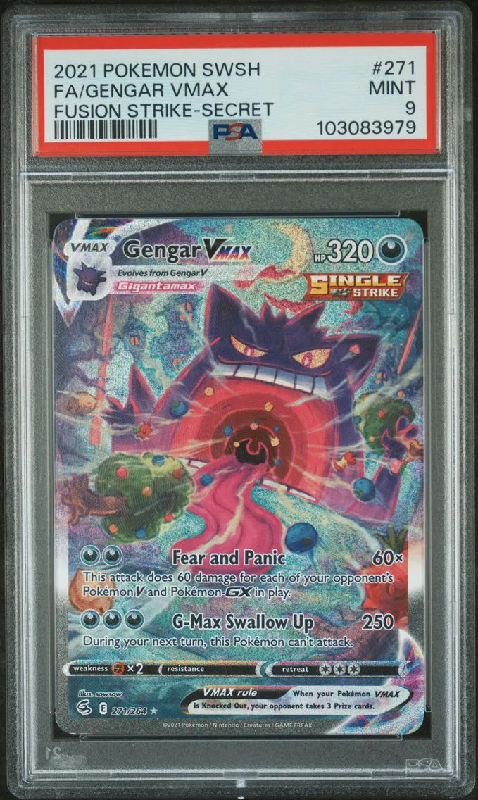 2021 #271 Full Art/Gengar Vmax PSA 9 Sword & Shield Fusion Strike Pokemon