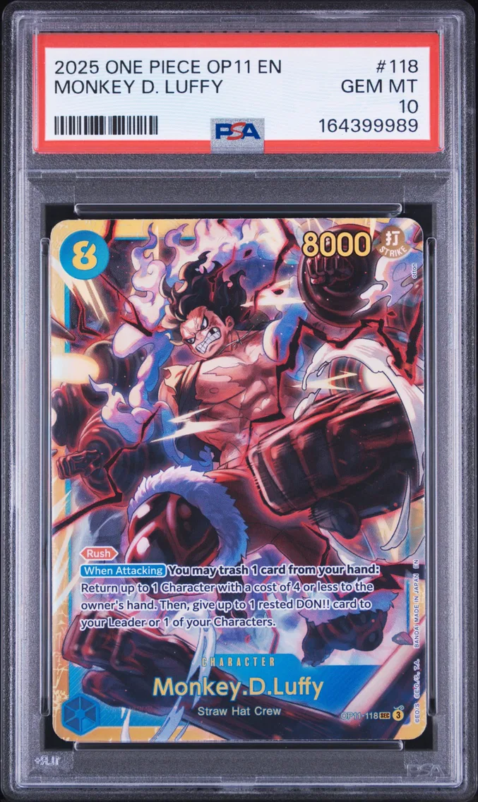 2025 #118 Monkey D. Luffy PSA 10 One Piece OP11-A Fist of Divine Speed