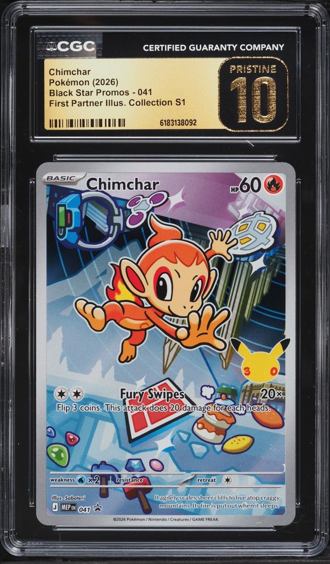 2026 #41 Chimchar CGC 10 Pokemon Mega Promo First Partner Illustration Full Art