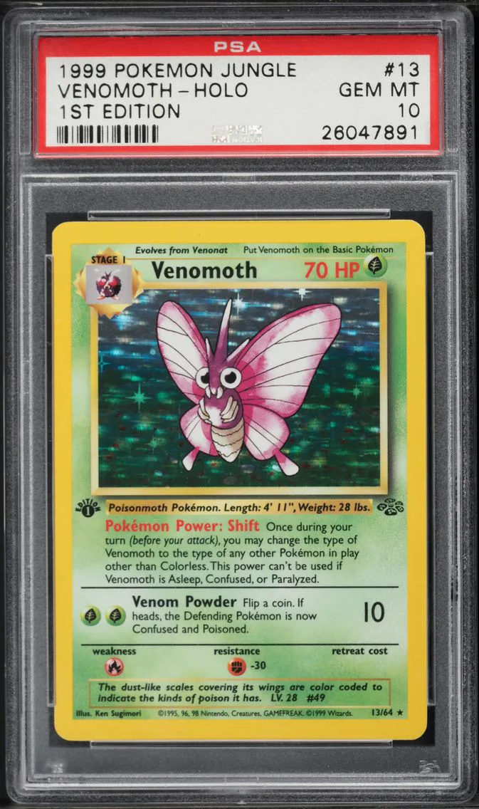 1999 #13 Venomoth-Holo 1st Edition PSA 10 Jungle Pokemon