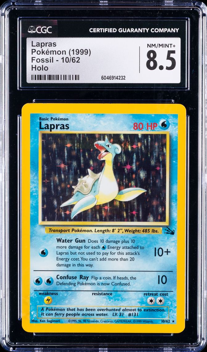 1999 #10 Lapras-Holo CGC 8.5 Fossil Pokemon