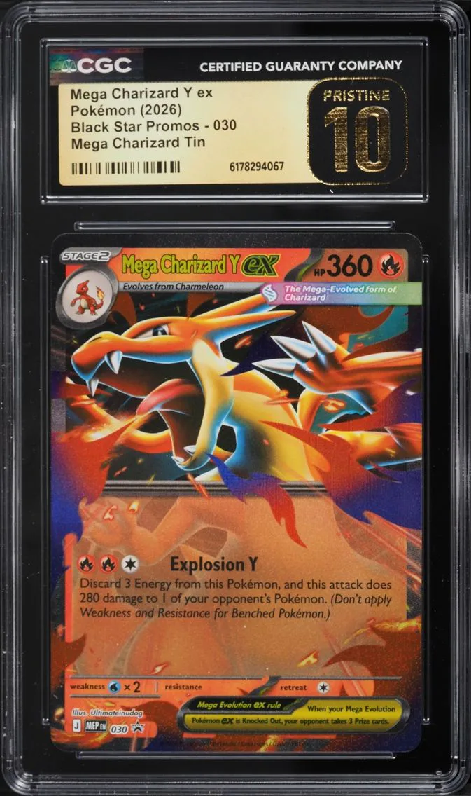 2026 Pokemon Mega Evolution Black Star Promo Tin Mega Charizard Y EX #30 CGC 10 PRISTINE