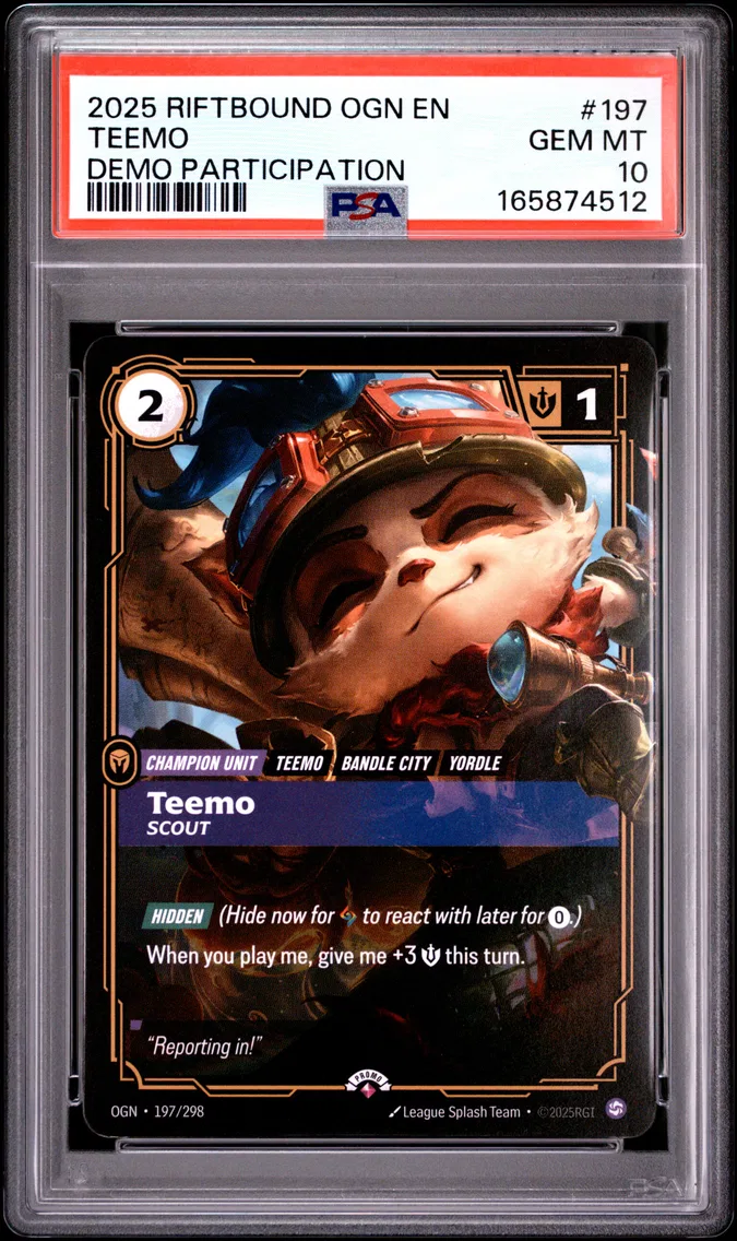 2025 #197 Teemo - Scout PSA 10 Riftbound: League of Legends Ogn-Origins