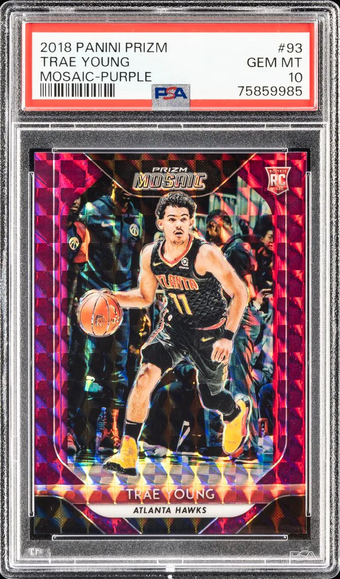 2018 #93 TRAE YOUNG PSA 10 PANINI PRIZM MOSAIC | PURPLE [#9/49]