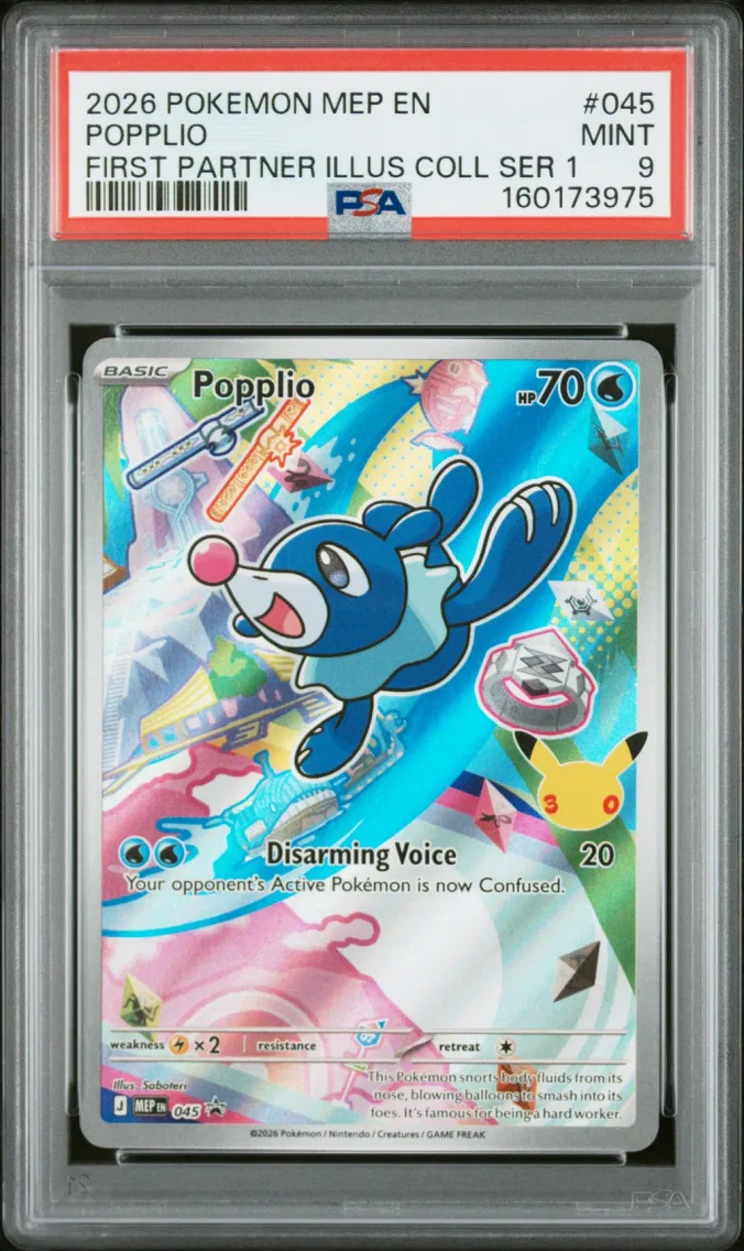 2026 #045 Popplio PSA 9 Mep EN-Me Black Star Promo
