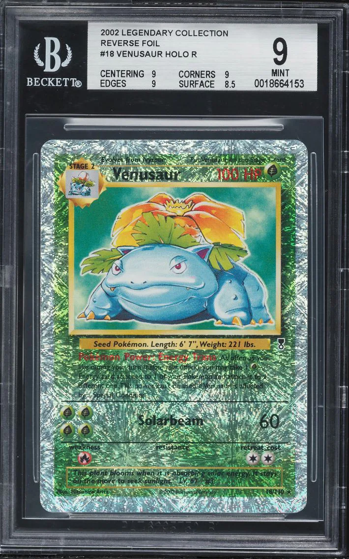 2002 #18 Venusaur-Reverse Foil BGS 9 Legendary Collection Pokemon