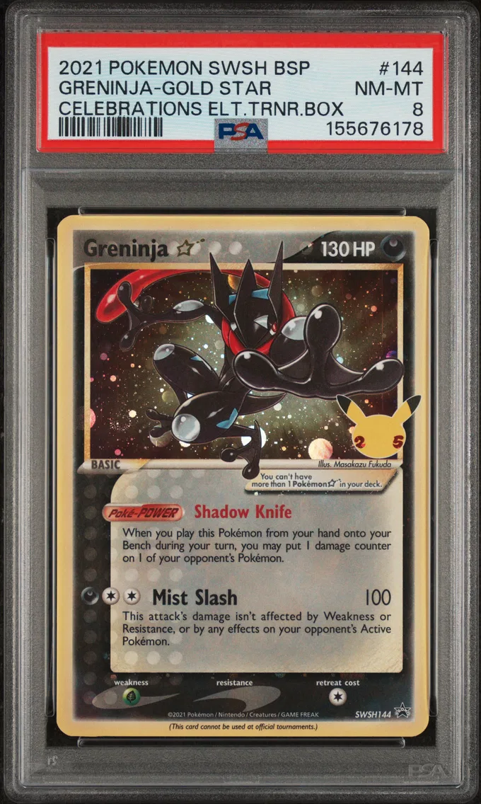 2021 #144 Greninja-Gold Star PSA 8 Swsh Black Star Promo
