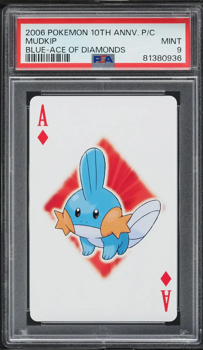 2006 #NA Mudkip PSA 9 Center 10th Anniversary Playing Cards Blue Deck Pokemon