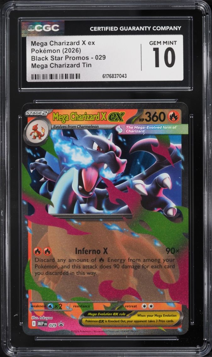 2026 Pokemon Mega Evolution Promo Tin Mega Charizard X Ex #29 CGC 10 GEM MINT