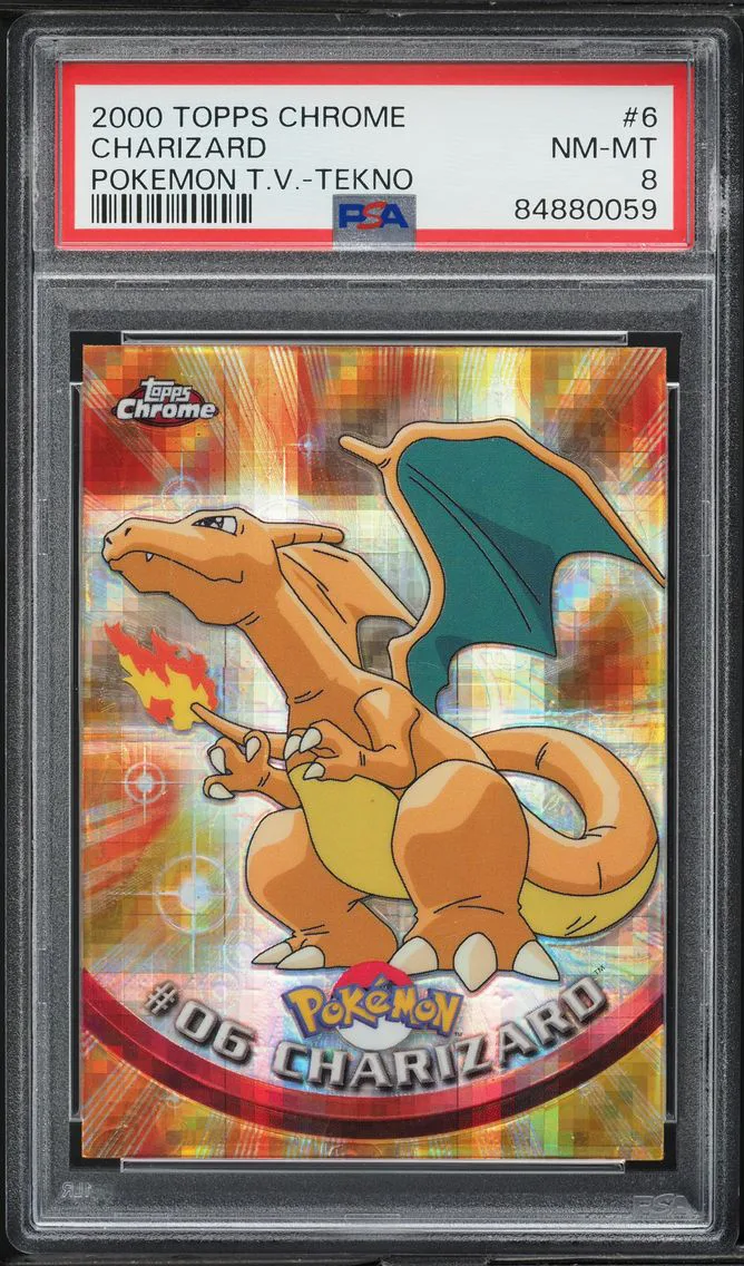 2000 #6 Charizard PSA 8 Topps Chrome  T.V. Pokemon