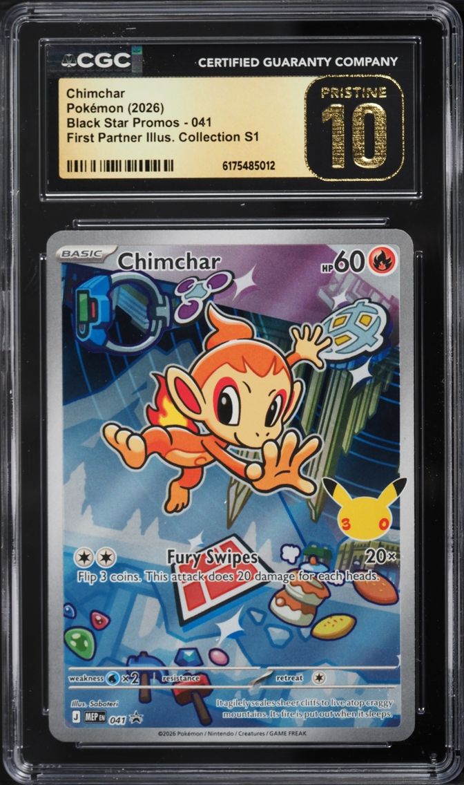 2026 Pokemon Mega Promo First Partner Illustration Full Art Chimchar #41 CGC 10 PRISTINE