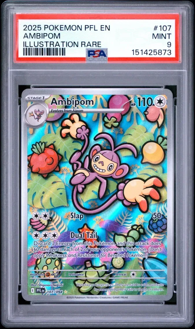 2025 #107 Ambipom PSA 9 Pfl EN-Phantasmal Flames