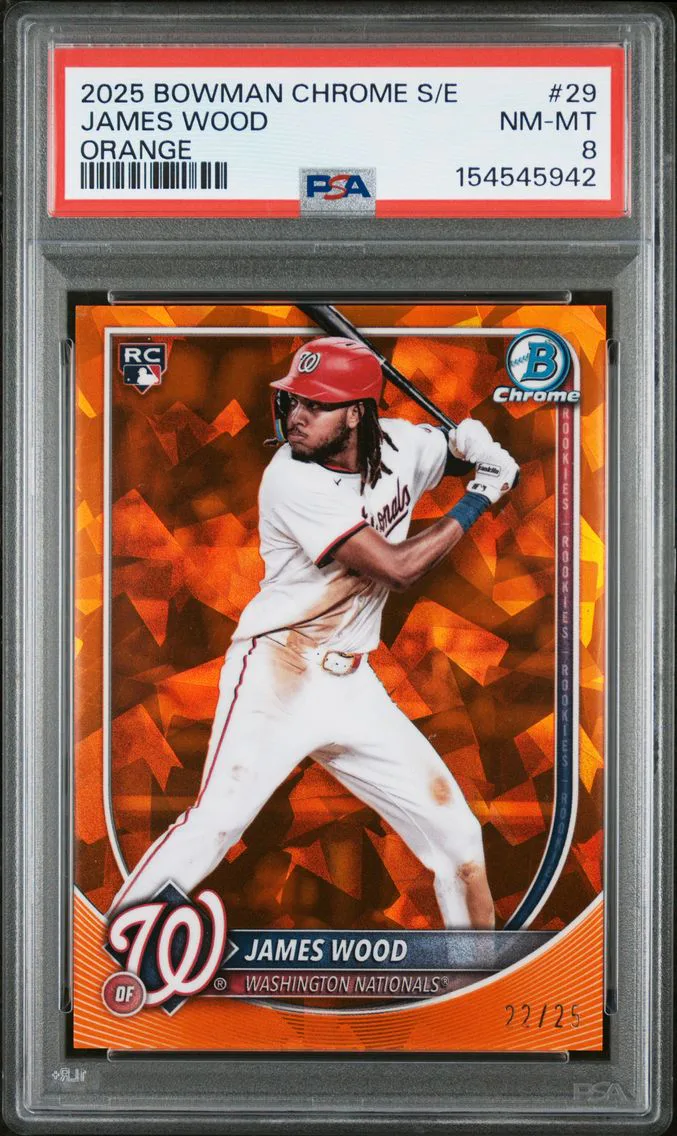 2025 #29 James Wood PSA 8 Bowman Chrome Sapphire Edition