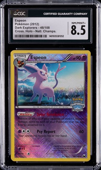2012 #48 Espeon CGC 8.5 Pokemon Dark Explorers Cross Holo Natl Champs