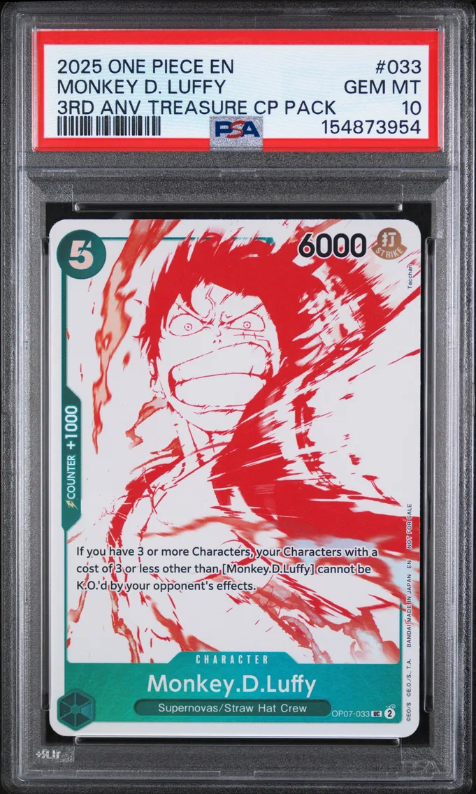 2025 #033 Monkey D. Luffy PSA 10 One Piece 3rd Anniversary! One Piece Card Treasure Campaign Pack