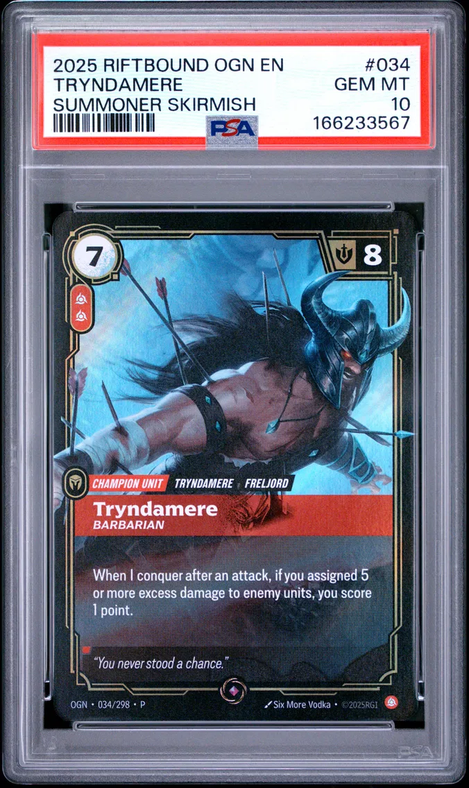 2025 #034 Tryndamere - Barbarian PSA 10 Riftbound: League of Legends Ogn-Origins