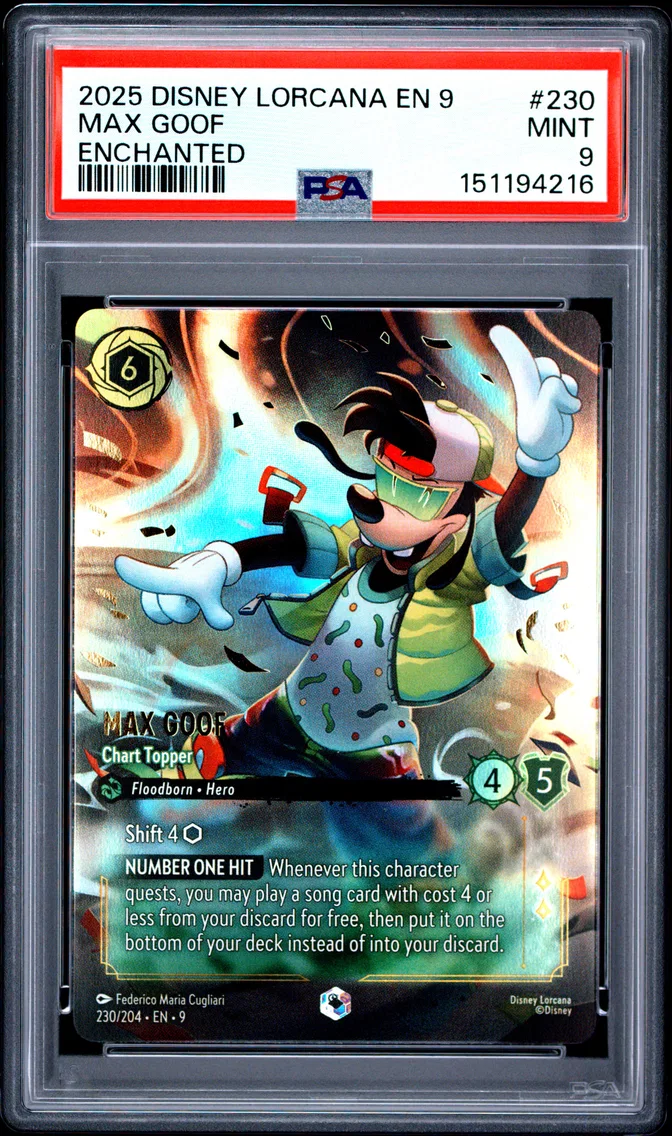 2025 #230 Max Goof - Chart Topper PSA 9 Disney Lorcana EN 9-Fabled