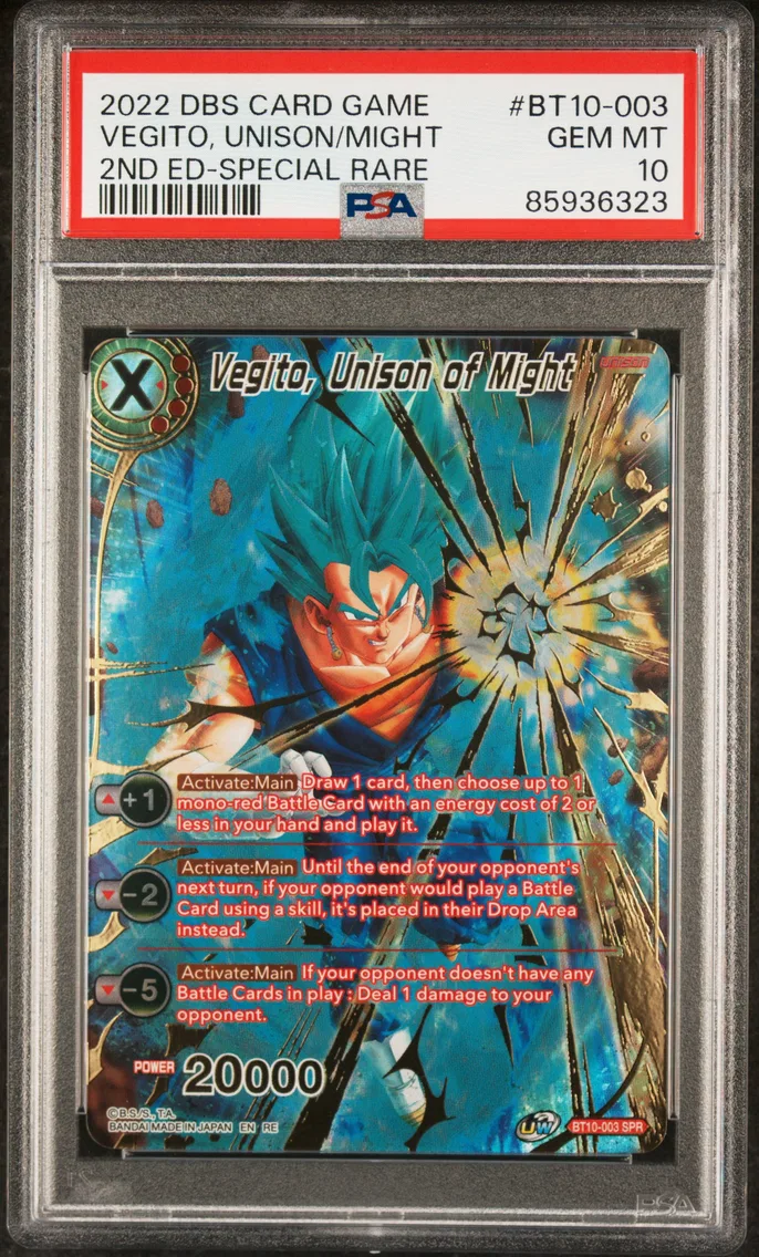 2022 #BT10-003 Vegito, Unison of Might PSA 10 Dragon Ball Super Card Game Series 10 Rise of the Unison Warrior 2nd Edition