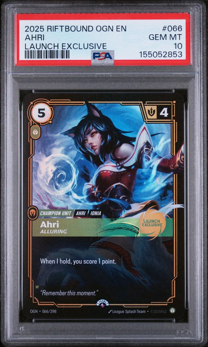 2025 #066 Ahri - Alluring PSA 10 Riftbound: League of Legends Ogn-Origins