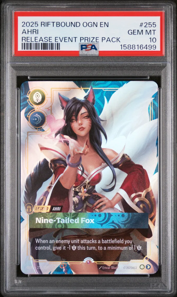 2025 #255 Ahri - Nine-Tailed Fox PSA 10 Riftbound: League of Legends Ogn-Origins