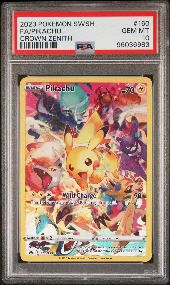 2023 #160 Full Art/Pikachu PSA 10 Sword and Shield Crown Zenith