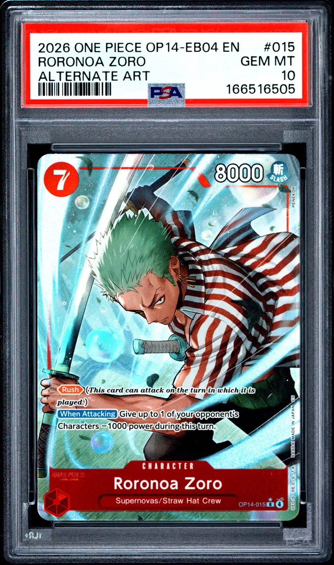 2026 #015 Roronoa Zoro PSA 10 One Piece OP14-EB04-the Azure Sea's Seven