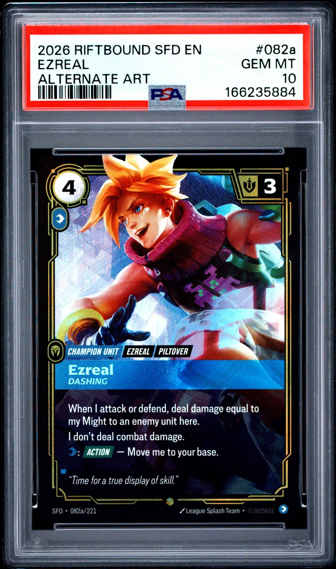 2026 #082a Ezreal - Dashing PSA 10 Riftbound: League of Legends Sfd-Spiritforged