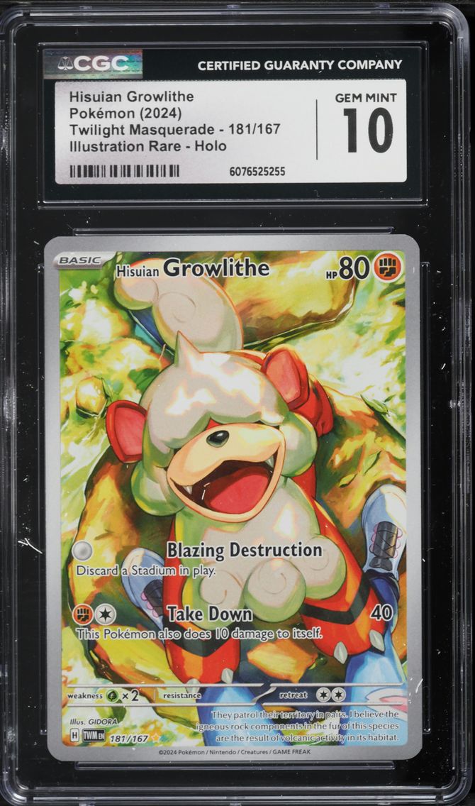 2024 #181 Hisuian Growlithe CGC 10 Twm EN-Twilight Masquerade Pokemon
