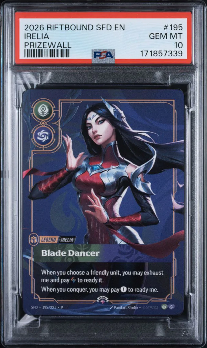 2026 #195 Irelia - Blade Dancer PSA 10 Riftbound: League of Legends Sfd-Spiritforged Plated Legends