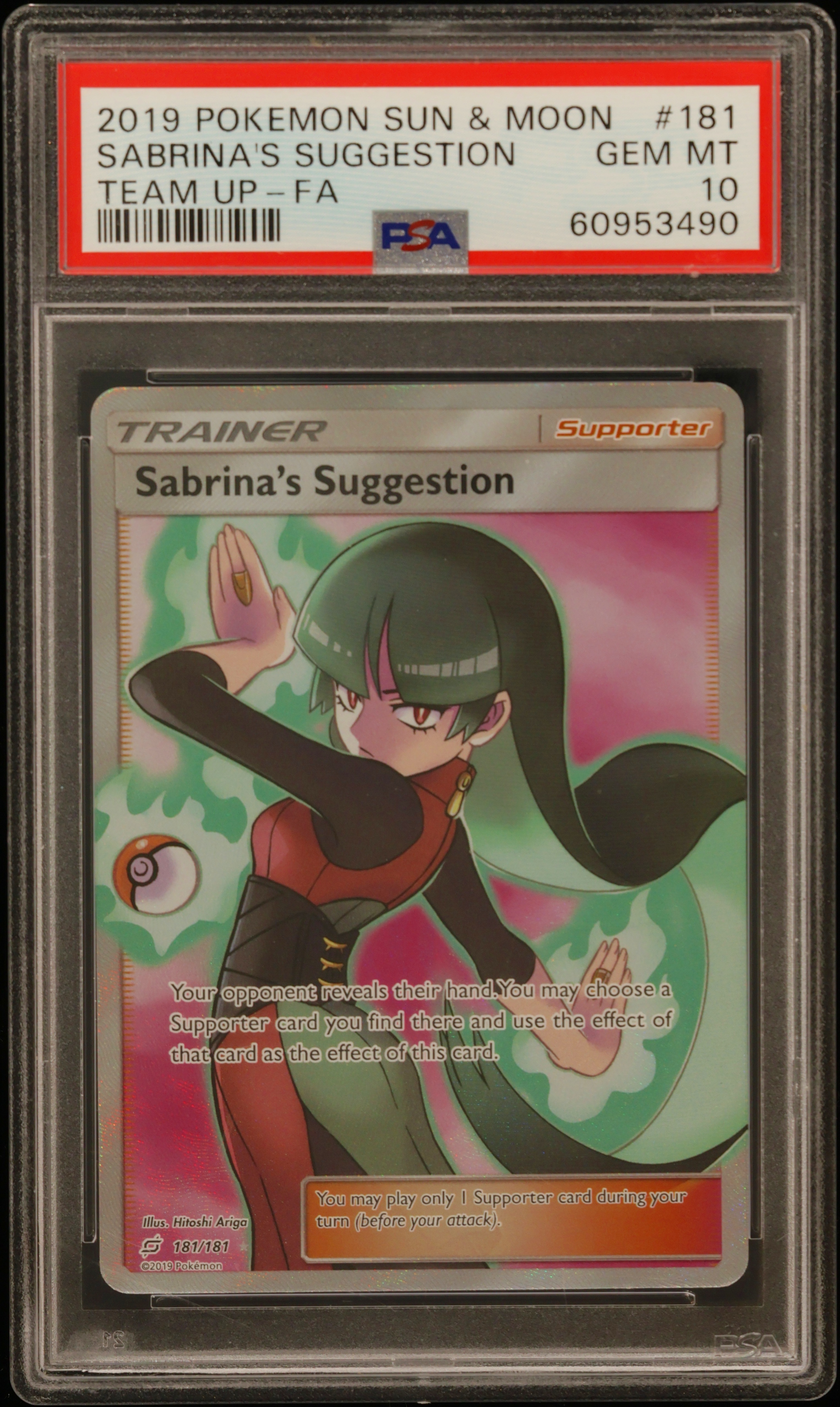2019 #181 Full Art/Sabrina'S Suggestion PSA 10 Sun & Moon Team Up