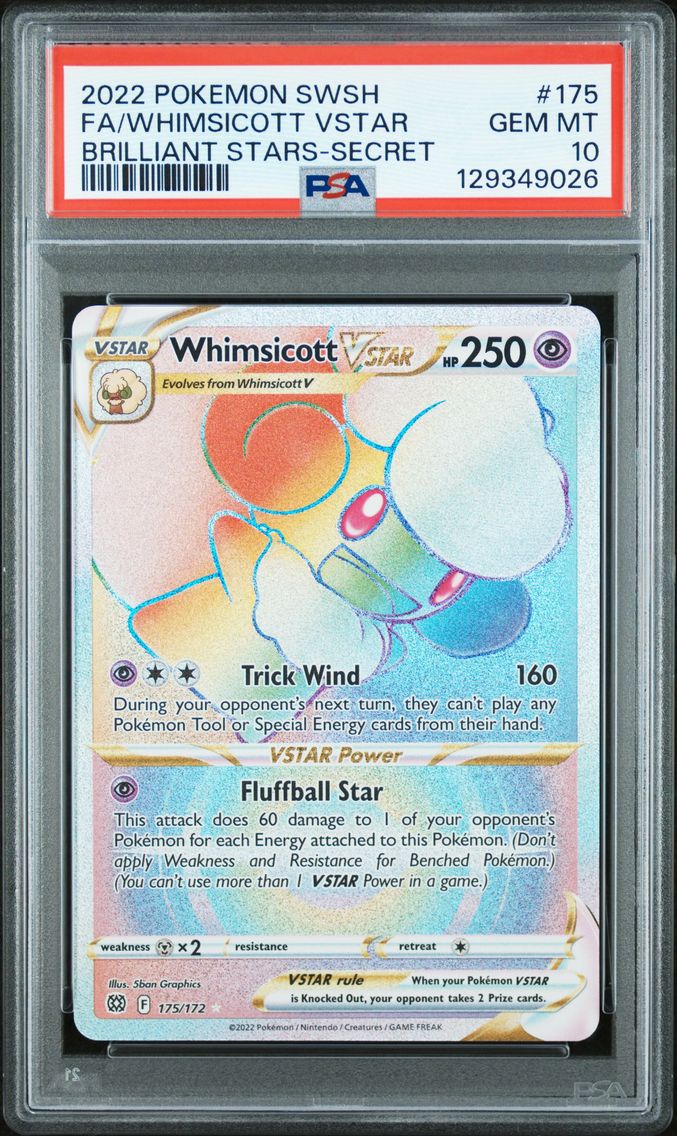 2022 #175 Full Art/Whimsicott Vstar PSA 10 Sword & Shield Brilliant Stars