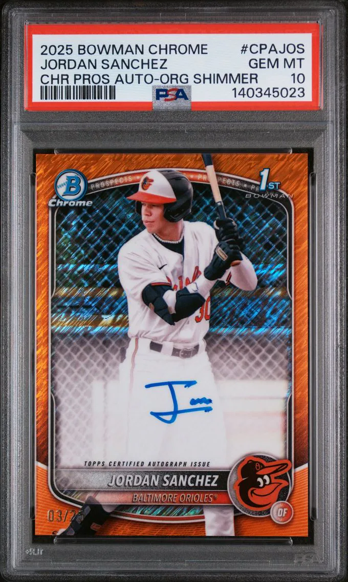 2025 #CPAJOS Jordan Sanchez PSA 10 Bowman Chrome Prospect Autographs