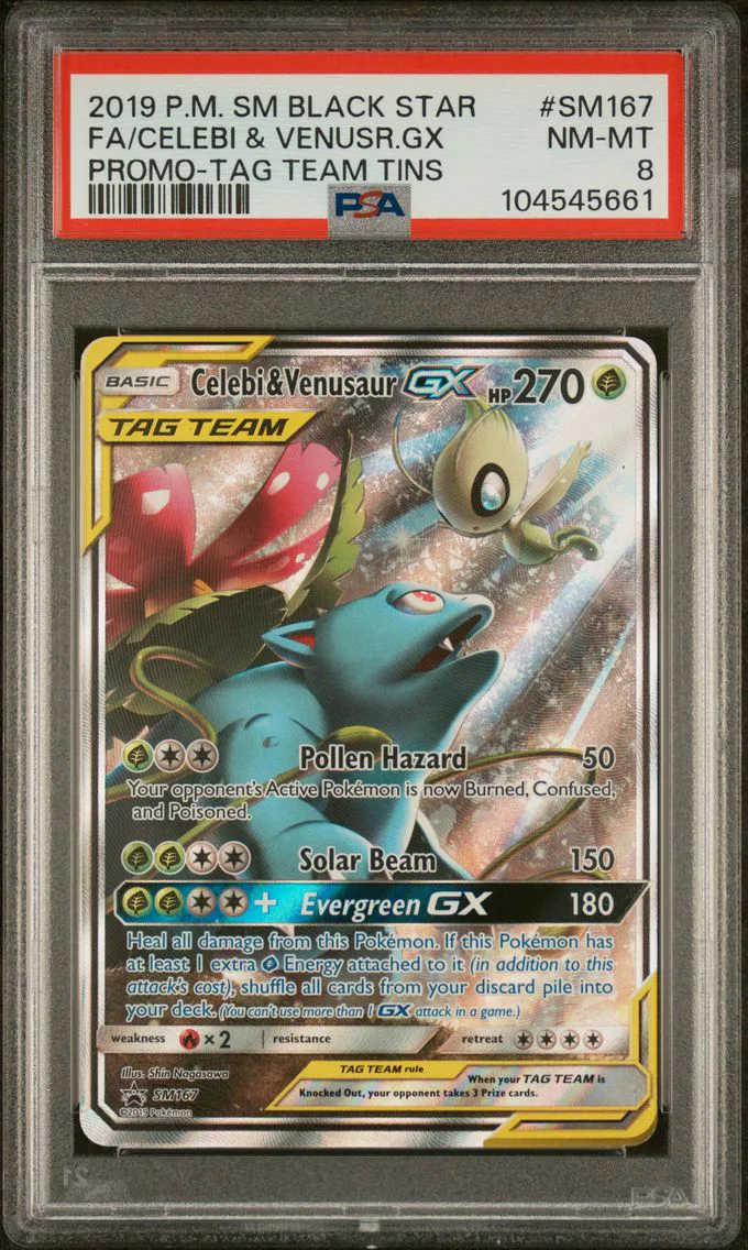 2019 #SM167 Full Art/Celebi & Venusaur GX PSA 8 SM Black Star Promo Pokemon