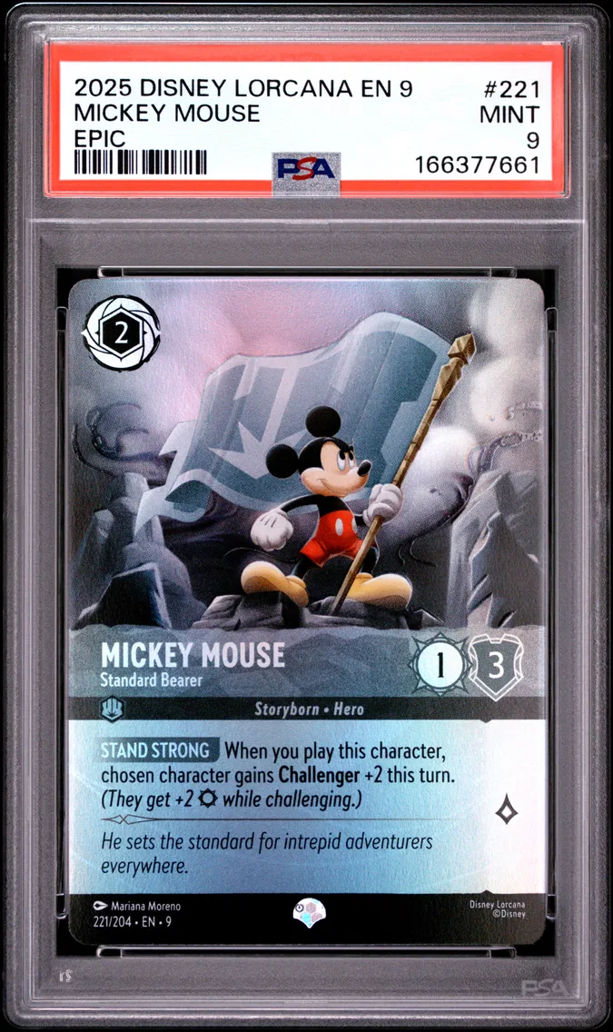 2025 #221 Mickey Mouse - Standard Bearer PSA 9 Disney Lorcana EN 9-Fabled