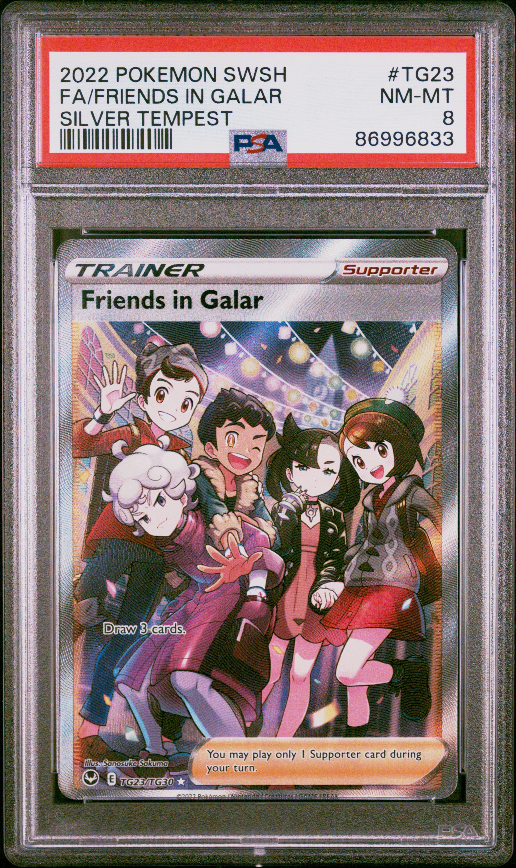 2022 #Tg23 Full Art/Friends In Galar PSA 8 Sword & Shield Silver Tempest