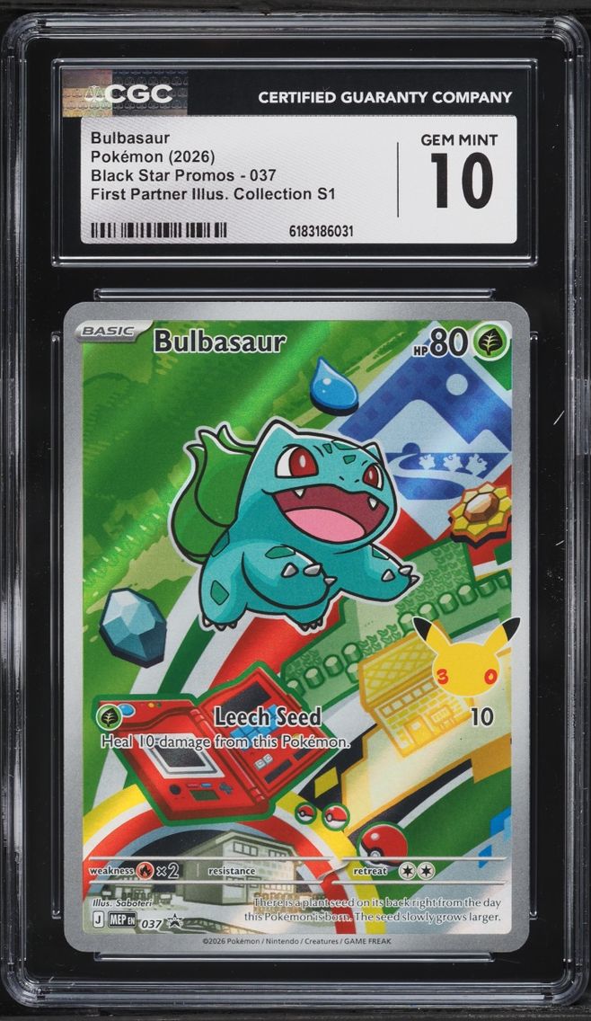 2026 #37 Bulbasaur CGC 10 Pokemon Mega Evolution Promo First Partner Illustration Full Art