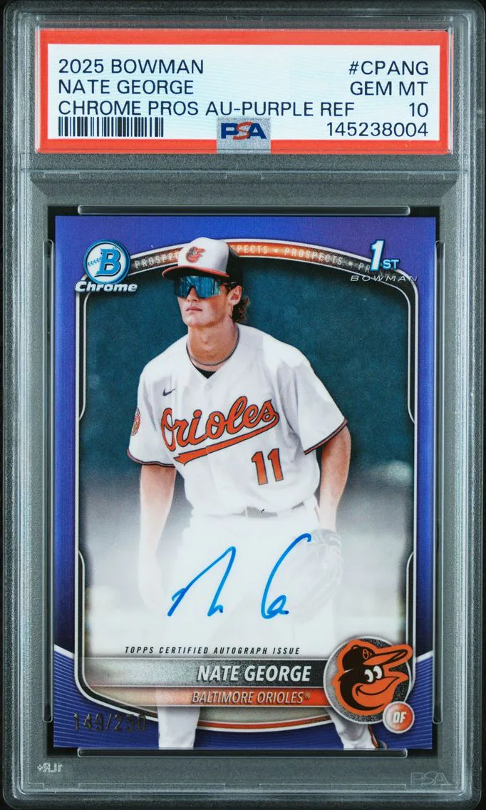 2025 #CPANG Nate George PSA 10 Bowman Chrome Prospect Autographs