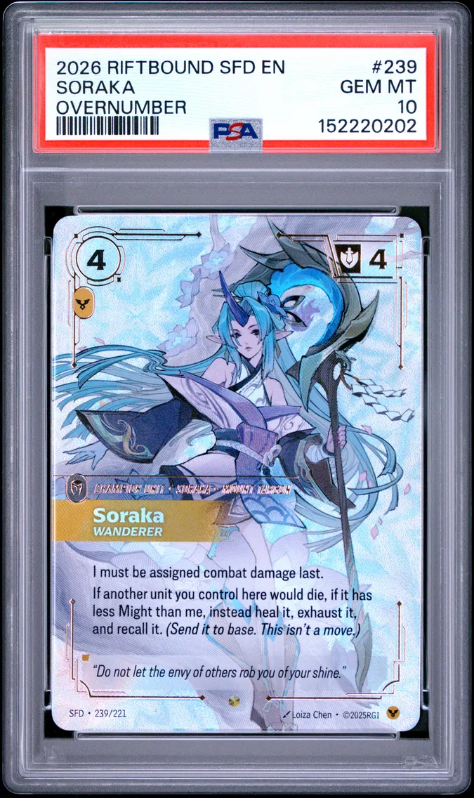 2026 #239 Soraka - Wanderer PSA 10 Riftbound: League of Legends Sfd-Spiritforged