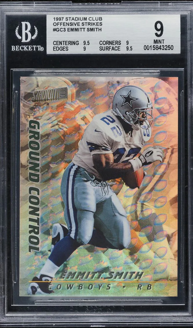 1997 STADIUM CLUB OFFENSIVE STRIKES GROUND CONTROL EMMITT SMITH #GC3 BGS 9 MINT