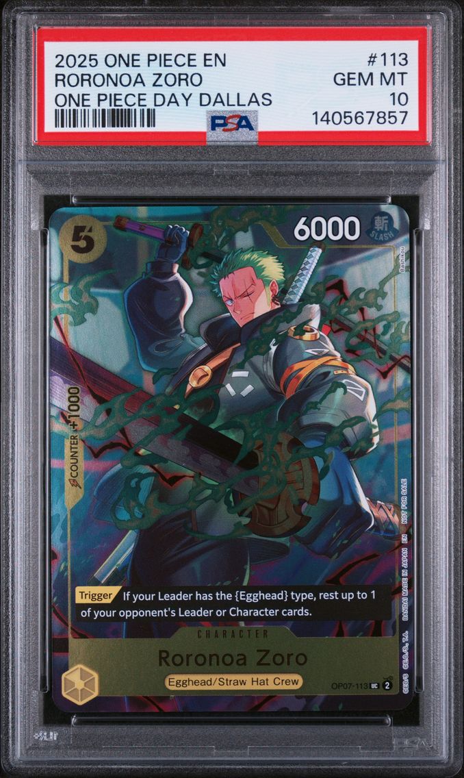 2025 #113 Roronoa Zoro PSA 10 On