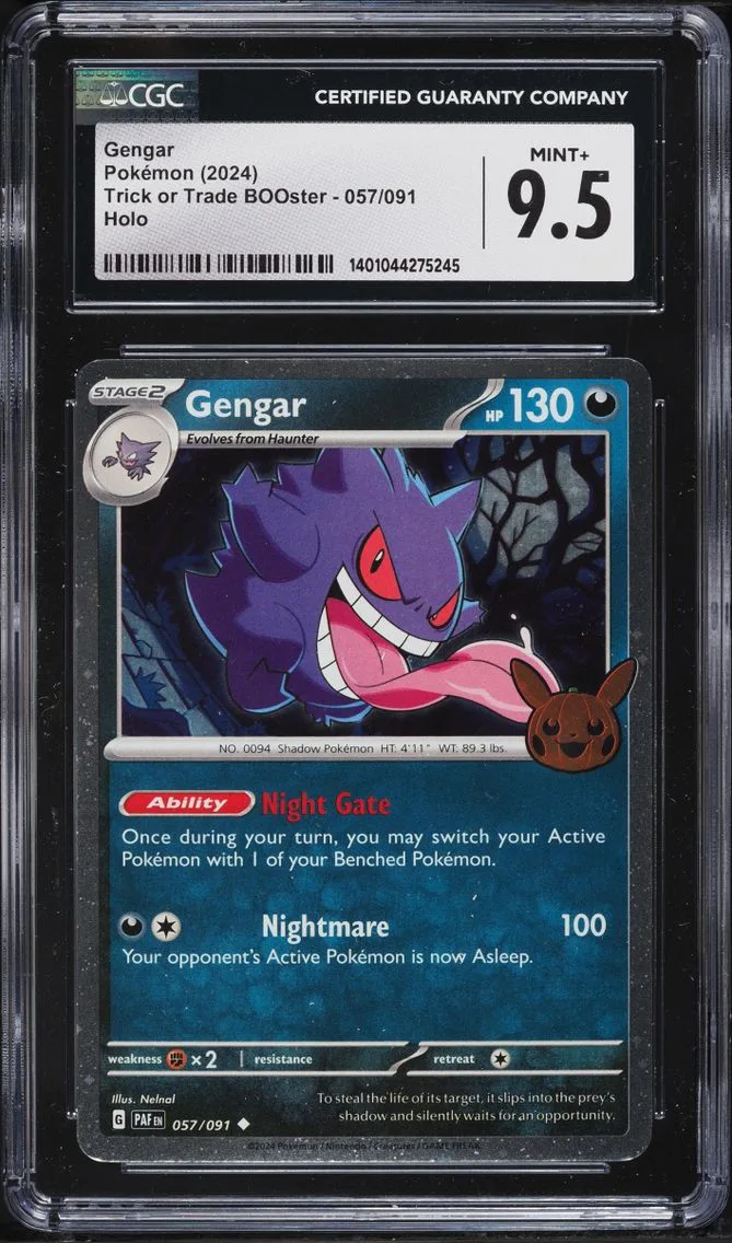 2024 Pokemon Scarlet & Violet Paldean Fates Trick Or Trade Holo Gengar #57 CGC 9.5 MINT+