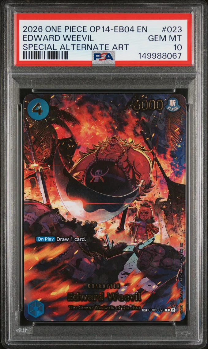 2026 #023 Edward Weevil PSA 10 One Piece OP14-EB04-the Azure Sea's Seven