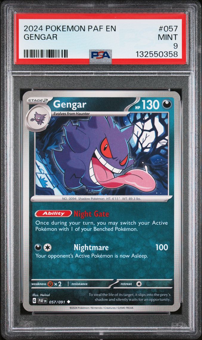 2024 #057 Gengar PSA 9 Paf EN-Paldean Fates Pokemon