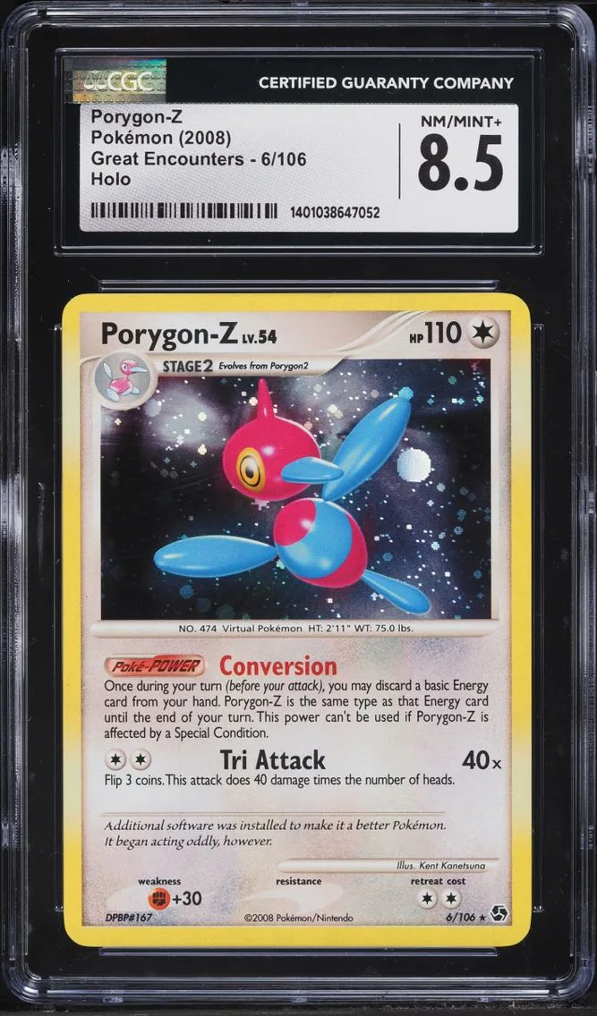 2008 Great Encounters - English Pokemon Diamond & Pearl Great Encounters Holo Porygon-Z #6/106 CGC 8.5